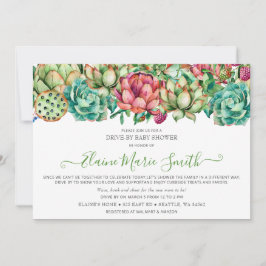 Rustik Boho Sukkulent Drive Thru Bröllopsfest Inbjudningar