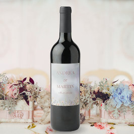 Rustik Boho Trädgård Bröllop med Vilda Blommor Vinflaska Etikett