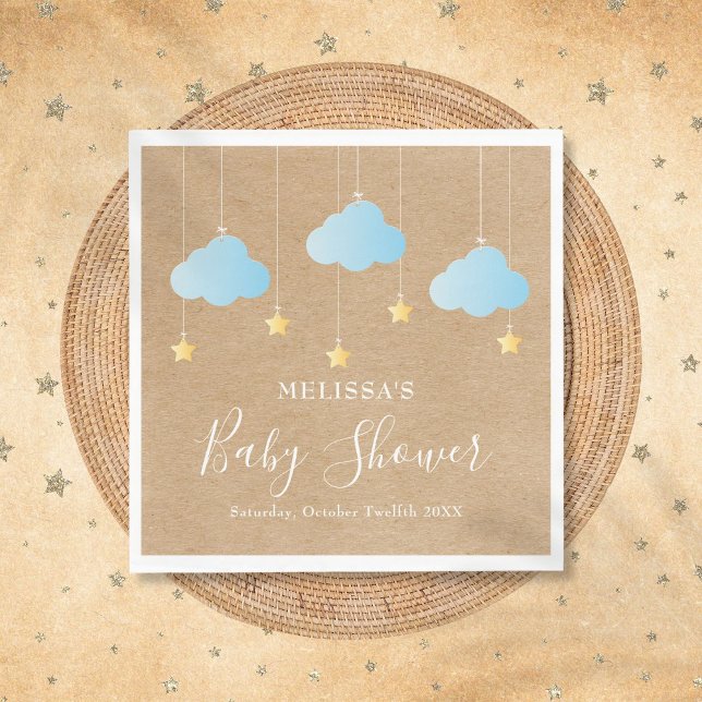 Rustik Boho Twinkle Twinkle Pojk Babyshower Pappersservett (Rustic Boho Twinkle Twinkle Boy Baby Shower Napkins)