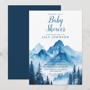 Rustik Boho Vattenfärg Bergs Baby Shower Inbjudningar