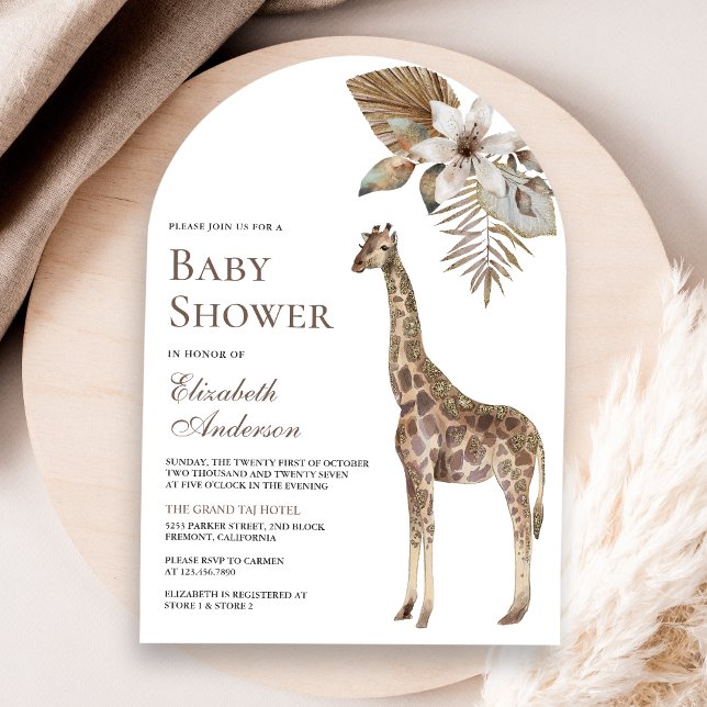 Rustik Boho Vild Safari Giraff Båge Bebis Shower Inbjudningar (Skapare uppladdad)