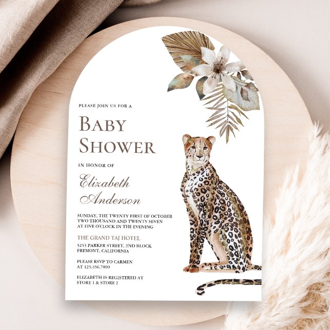 Rustik Boho Vild Safari Leopard Båge Bebis Shower Inbjudningar (Skapare uppladdad)