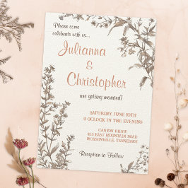 Rustik Boho Vilda Blommor Bröllop Inbjudningar