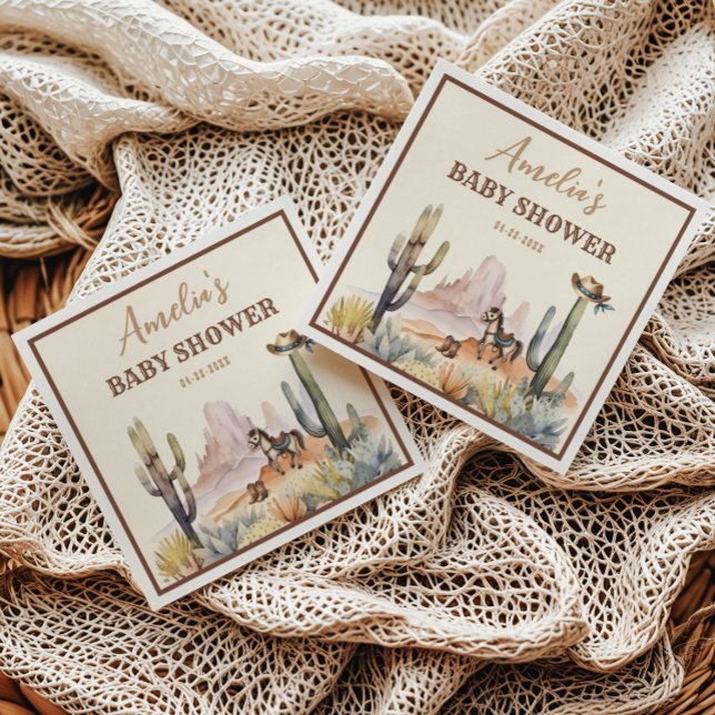 Rustik Boho Vilda Västerlandet Pojke Baby Shower Pappersservett (Skapare uppladdad)