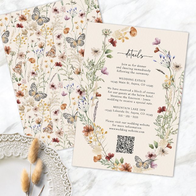 Rustik Boho Vildblomma Fodralskort Tilläggskort (Rustic Boho Wildflower Enclosure Card
)