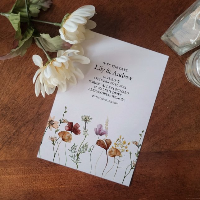 Rustik Boho Vildblomma Spara Datumet Inbjudningar (Skapare uppladdad)