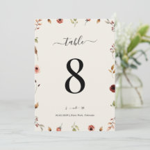 Rustik Boho Vildblommor 5x7 Bröllops Bordnummer 