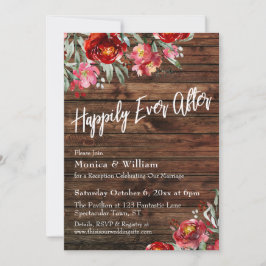 Rustik Boho Vinröd Blommig Lycklig För Evigt Inbjudningar