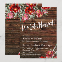 Rustik Boho Vinröd Blommig Vi Gift Oss