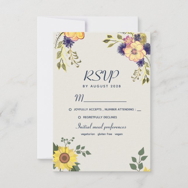 Rustik Boho Watercolor Blommig Bröllop OSA Kort (Framsida)