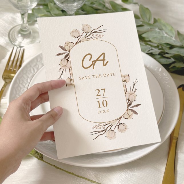 Rustik Bomull Blommig Bröllop Spara Datumet (Skapare uppladdad)