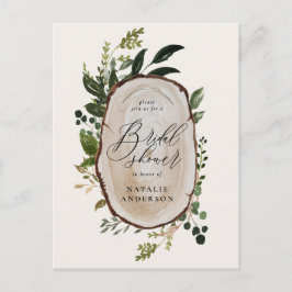 Rustik bondgård botanisk script bröllopsdusch meddelande vykort