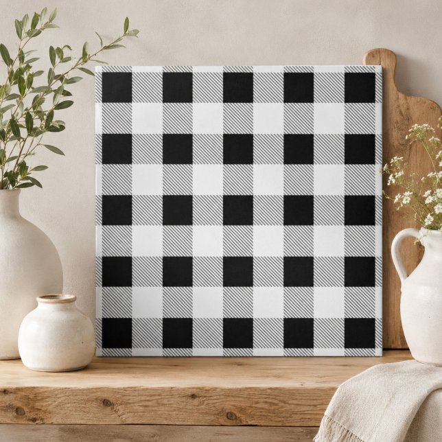 rustik bondgård chic svart och vit rutig kakelplatta (rustic farmhouse chic black and white plaid ceramic tile)