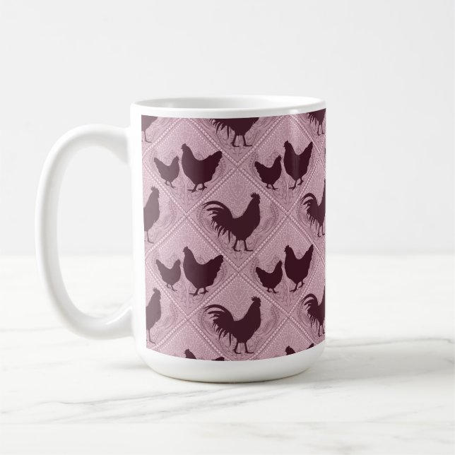 Rustik bondgård Höns Mönster – i rosa Kaffemugg (Vänster)