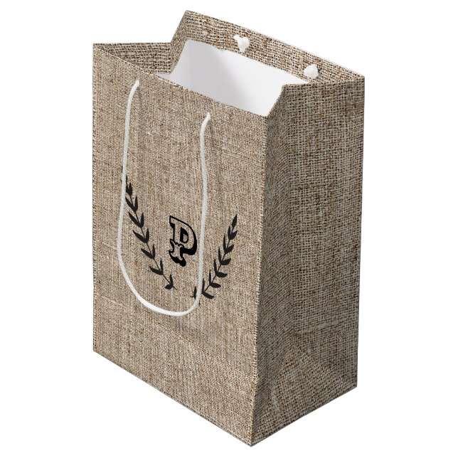 Rustik Bondgård Jute & Svart Botanisk Lagerblad (Framsidan Vinklad)