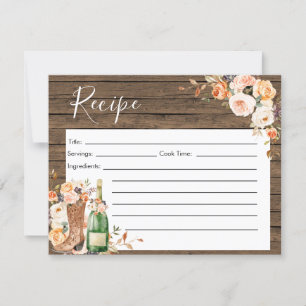 Rustik Boots & Bubly Möhippa Recept Card Inbjudningar