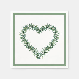 Rustik botanik Greenery Löv enkel krans Pappersservett