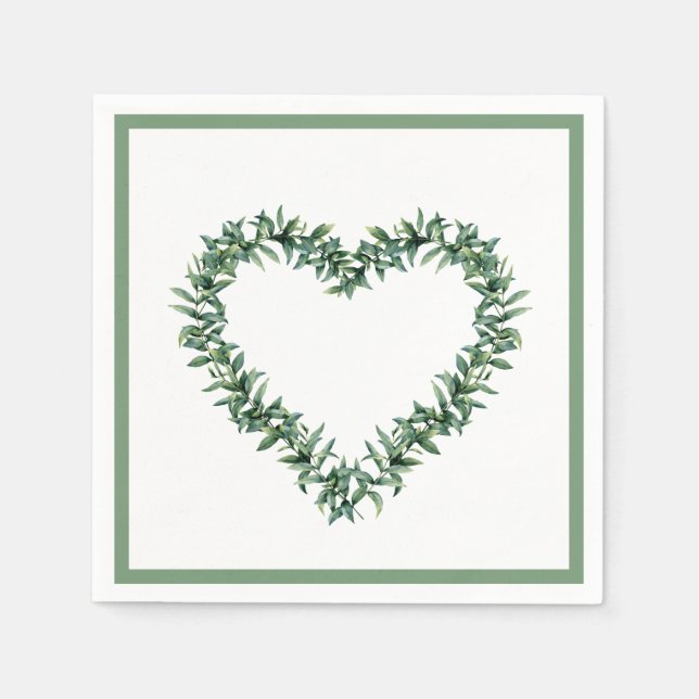 Rustik botanik Greenery Löv enkel krans Pappersservett (Framsidan)