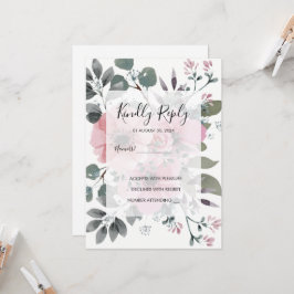 Rustik botanisk akvarell blommande bröllop RSVP Inbjudningar