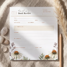 Rustik Botanisk Coneflower Bokrecension Läsning Anteckningsblock