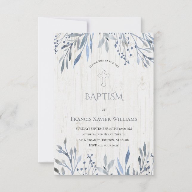 Rustik botanisk design Baptism-inbjudan Inbjudningar (Framsida)