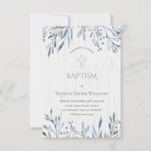 Rustik botanisk design Baptism-inbjudan Inbjudningar