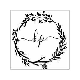 Rustik botanisk Elegant för utandning Initialer Självfärgande Stämpel