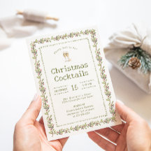 Rustik botanisk grön julfestinbjudan