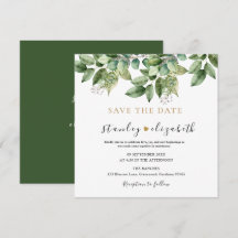 Rustik botanisk grön och guld blad bröllop