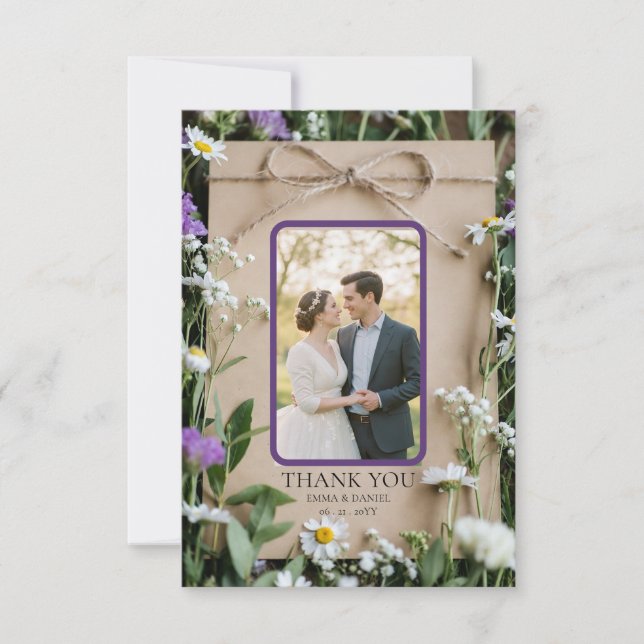 Rustik botanisk kraftpapper med vilda blommor för  tack kort (Framsida)