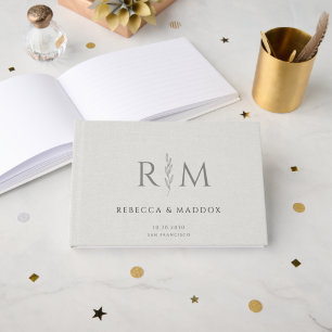 Rustik botanisk monogram bröllop gästböcker