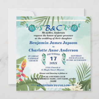 Rustik botanisk monogram specialbeställd bröllop  inbjudningar