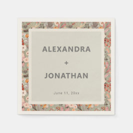 Rustik botanisk par- brudshower med vilda blommor, pappersservett