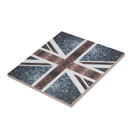 Rustik brittisk flagga röd blå gnistrar glitter kakelplatta