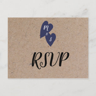 Rustik Bröllop   Kraft  Monogram  Matval  Svar Vykort