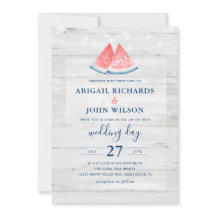 Rustik Bröllop Marin Korall Akvarell Vattenmelon