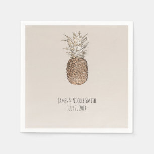 Rustik Bröllop med Tropisk Hawaiiansk Ananas Pappersservett
