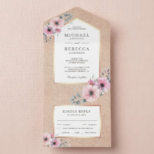 Rustik Bröllop med Vattenfärg och Rosa Blommor