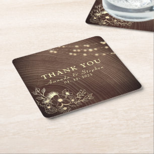 Rustik bröllop tack papper coaster underlägg papper kvadrat