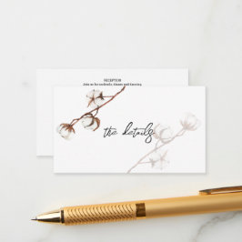 Rustik bröllop trendig bomull Information Detalj Tilläggskort