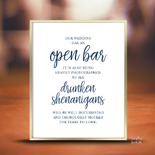 Rustik Bröllops Öppen Bar, Berusade Busstreck Poster
