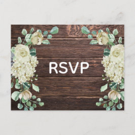 Rustik Bröllops-RSVP med Trä och Rosor Inbjudan Vykort