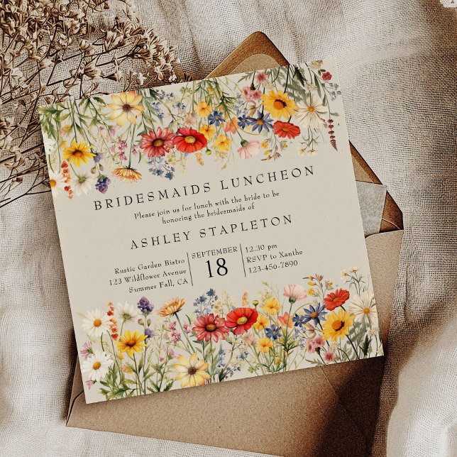 Rustik Bröllopsdams Luncheon med Vilda Blommor Inbjudningar (Bridesmaids Luncheon Invitation from my Rustic Wildflower Wedding Collection)