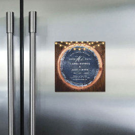 Rustik Bröllopsdatum Träskiva Ljus Magnet