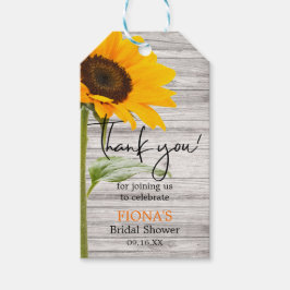 Rustik bröllopsdusch för solros tack presentetikett