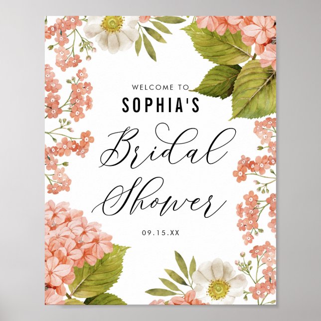 Rustik Bröllopsdusch i färgen persika med vattenfä Poster (Framsidan)