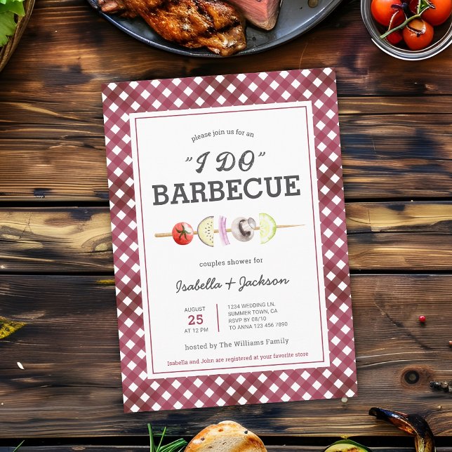 Rustik Bröllopsdusch-inbjudan för grillfest Inbjudningar (The front of the invitation is shown at a 5x7 inch. Choose size, paper, + corner style.)