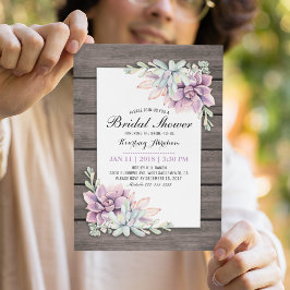 Rustik bröllopsdusch med vattenfärg och suckulente inbjudningar