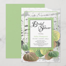 Rustik bröllopsfest Aspenbark och blad Inbjudningar