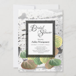 Rustik bröllopsfest Aspenbark och blad Inbjudningar